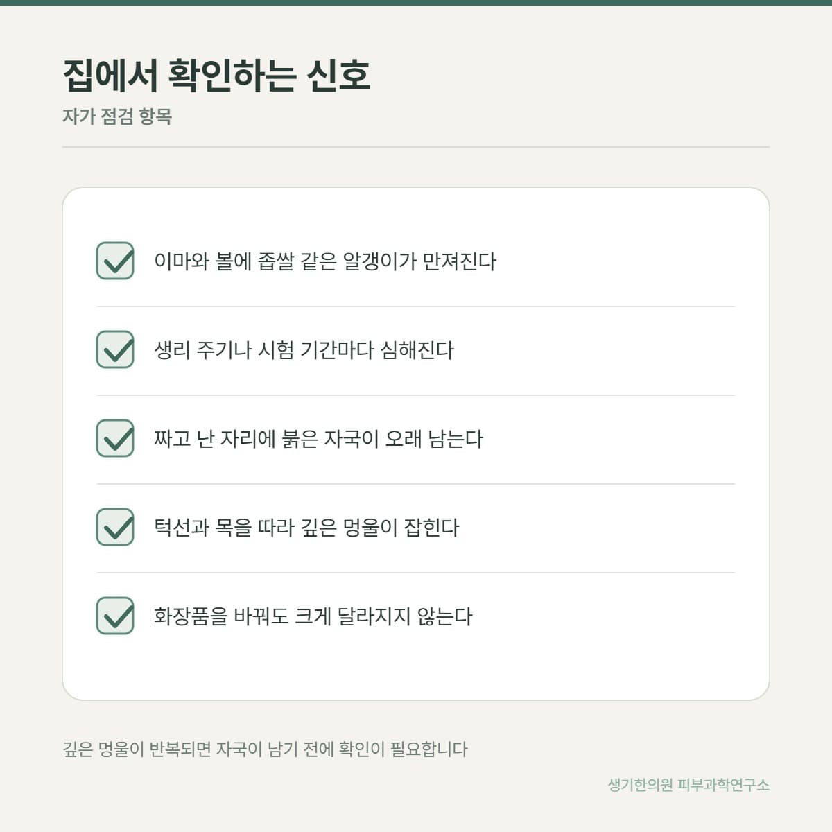 여드름 자가 점검 안내 그림